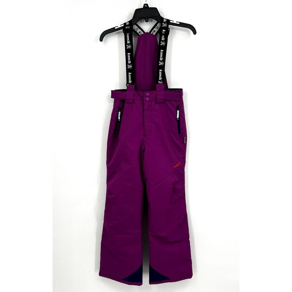 Kamik Bella Insulated Snow Pants Bibs Girls 12 Purple Waterproof Suspender NWOT - Picture 3 of 9